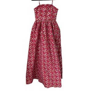 Flora Bea Mecca Maxi Dress pink red strapless full skirt small
